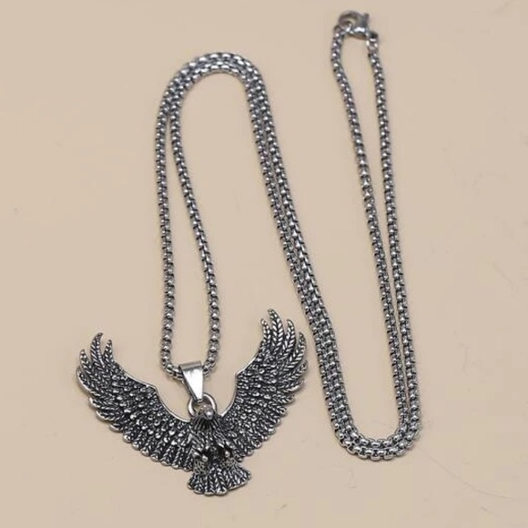 Soaring Eagle Silver Pendant Chain Necklace - Picture 4 of 4
